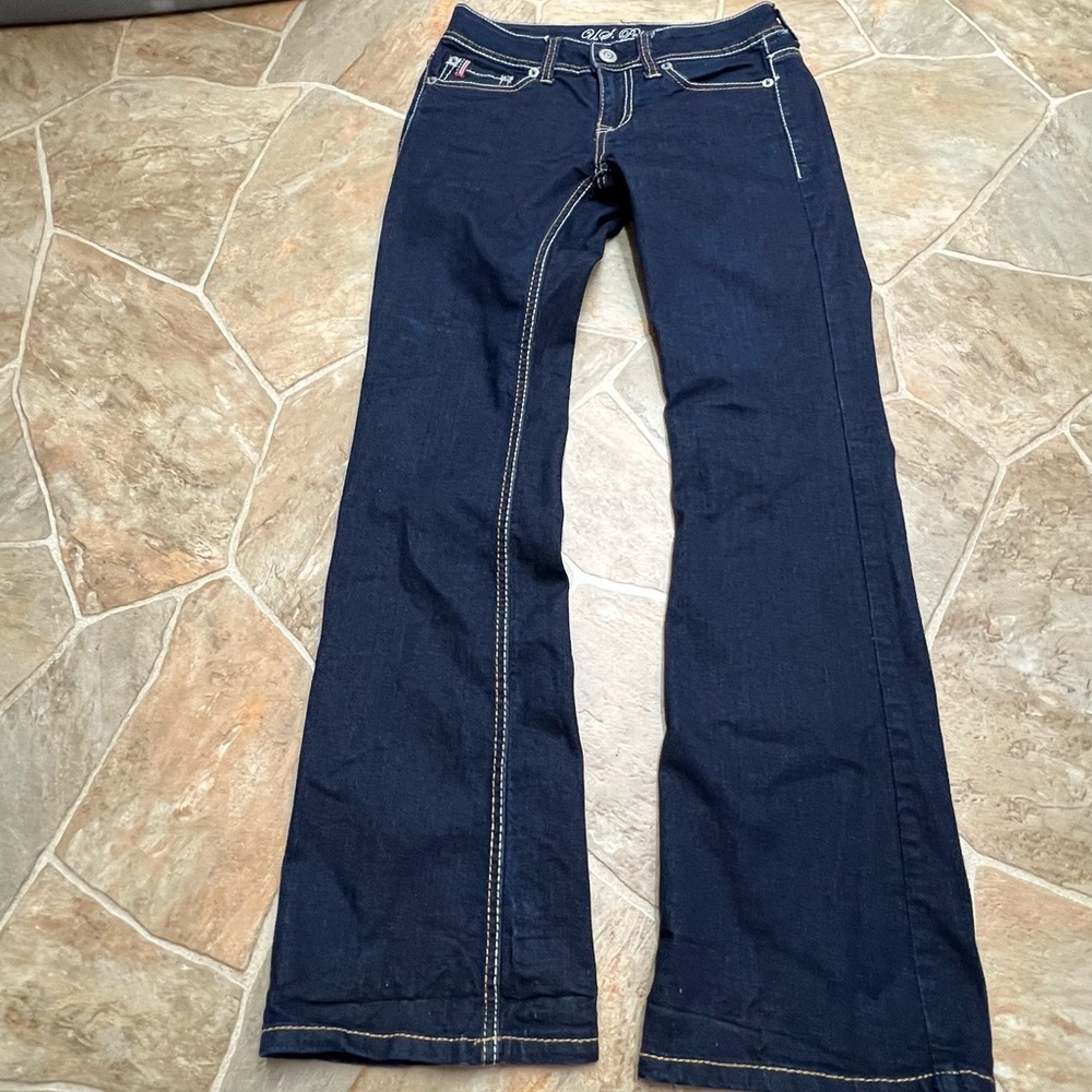 U.S. Polo Assn Flare Jeans Women’s 1/2 Dark Wash Stretch Bootcut Low Rise Y2K